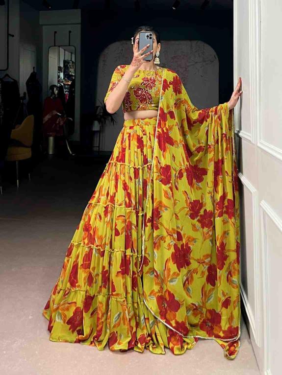 Taraa L 1145 Marble Floral Bridal lehenga choli in Surat